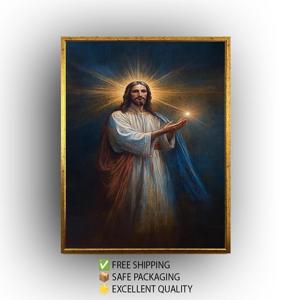 Jesus Christian Painting on Canvas, Divine Religious Artwork, Hand Painted Christian Wall Art, Sacred Savior Portrait, Jesus Painting,