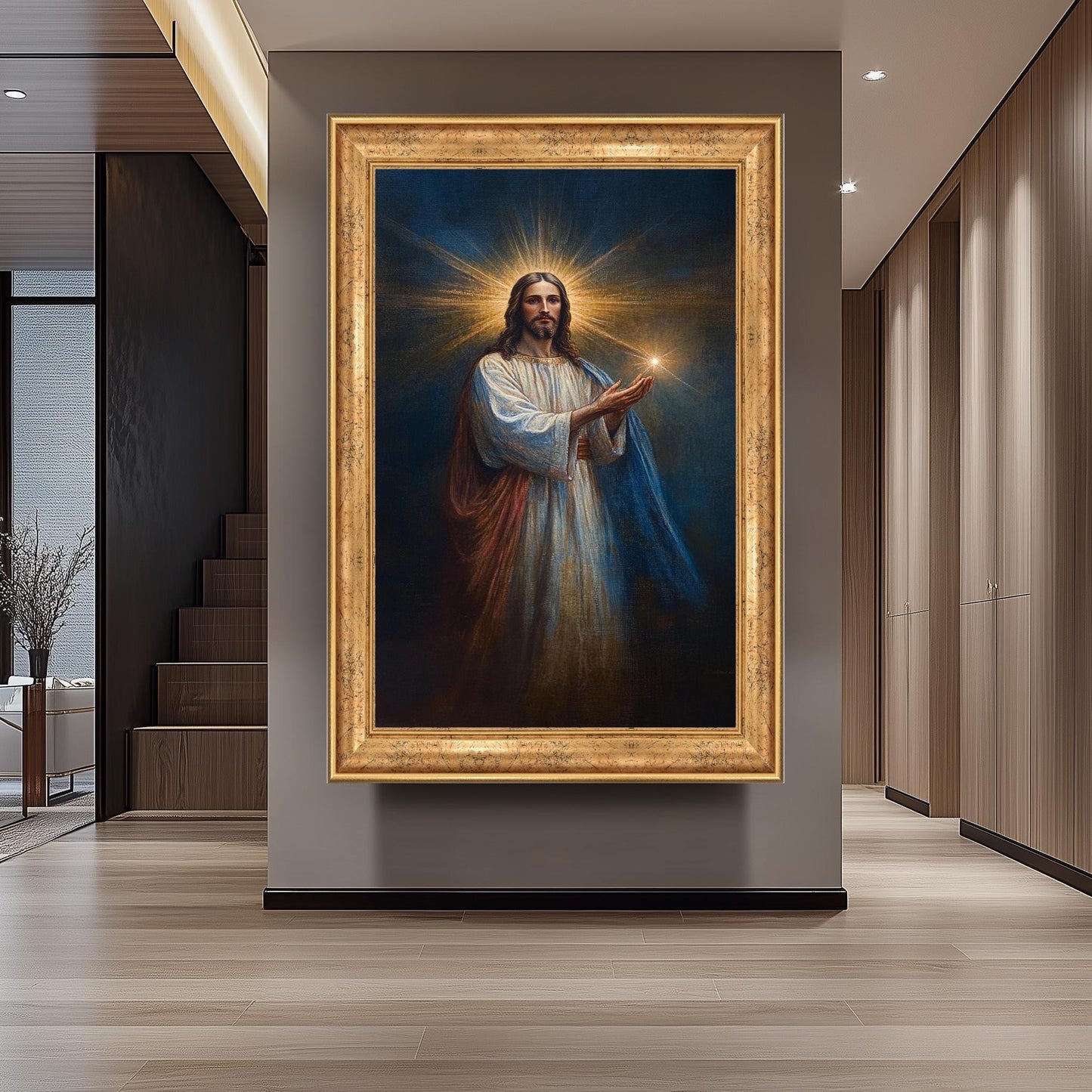 Jesus Christian Painting on Canvas, Divine Religious Artwork, Hand Painted Christian Wall Art, Sacred Savior Portrait, Jesus Painting,