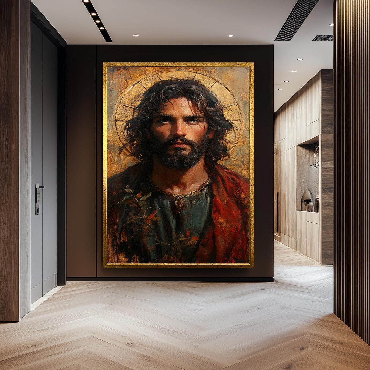 Jesus Christ Portrait Painting, Sacred Religious Artwork, Hand Painted Christian Wall Art, Divine Savior Canvas, Catholic Wall Art