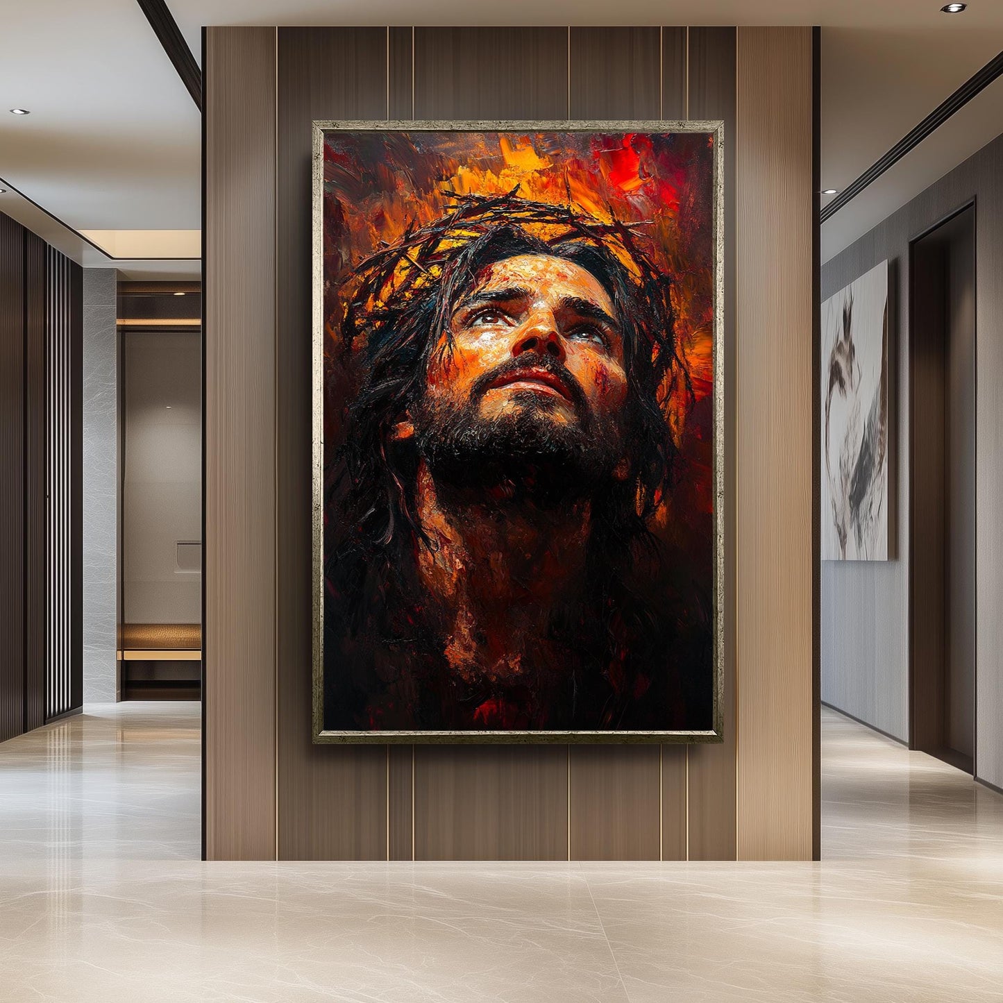 Jesus Christ Crown of Thorns Painting, Passion of Christ Artwork, Hand Painted Religious Wall Art, Christian Faith Canvas, Spiritual Decor