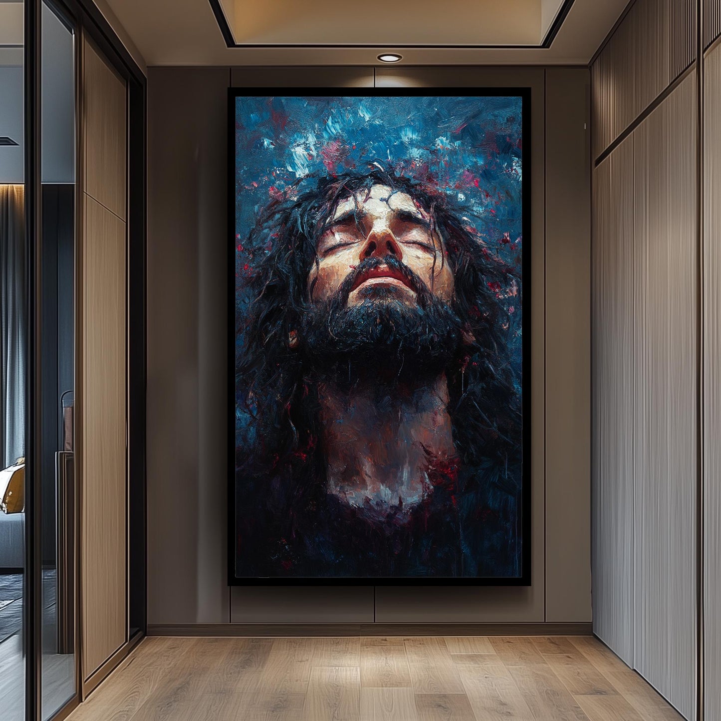 Jesus Christ Abstract Painting, Passion of Christ Artwork, Hand Painted Religious Canvas, Christian Faith Wall Art, Spiritual Savior Art