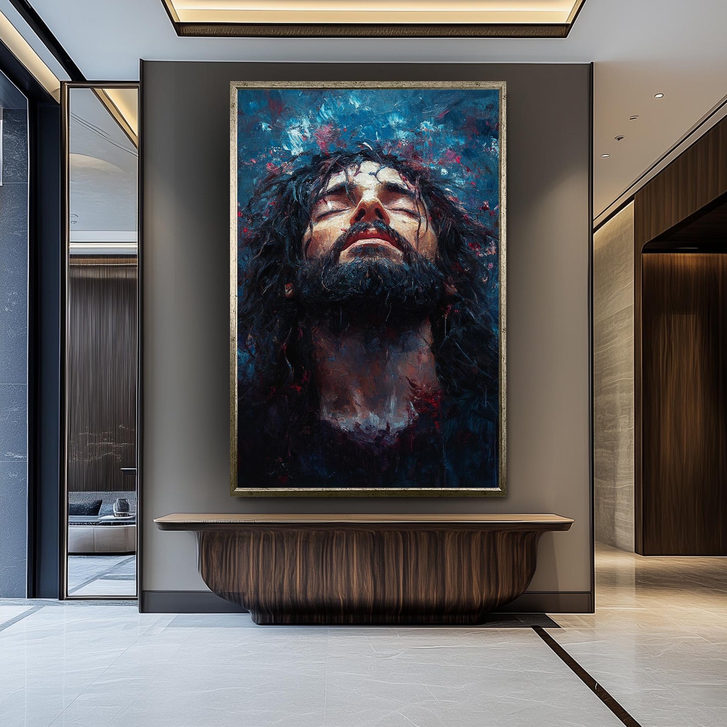 Jesus Christ Abstract Painting, Passion of Christ Artwork, Hand Painted Religious Canvas, Christian Faith Wall Art, Spiritual Savior Art