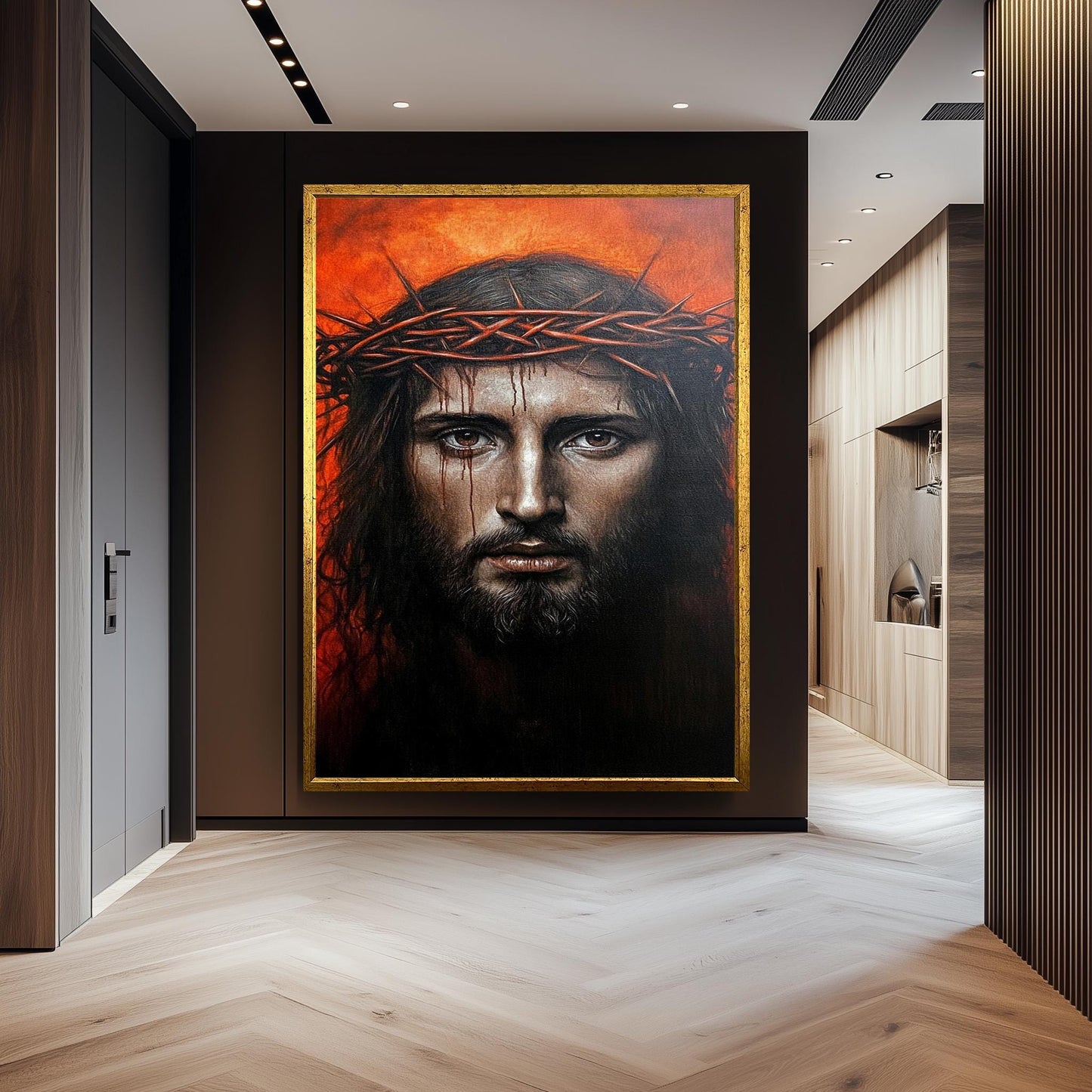 Jesus Christ Crown of Thorns Painting: Hand-Painted Religious Canvas Art