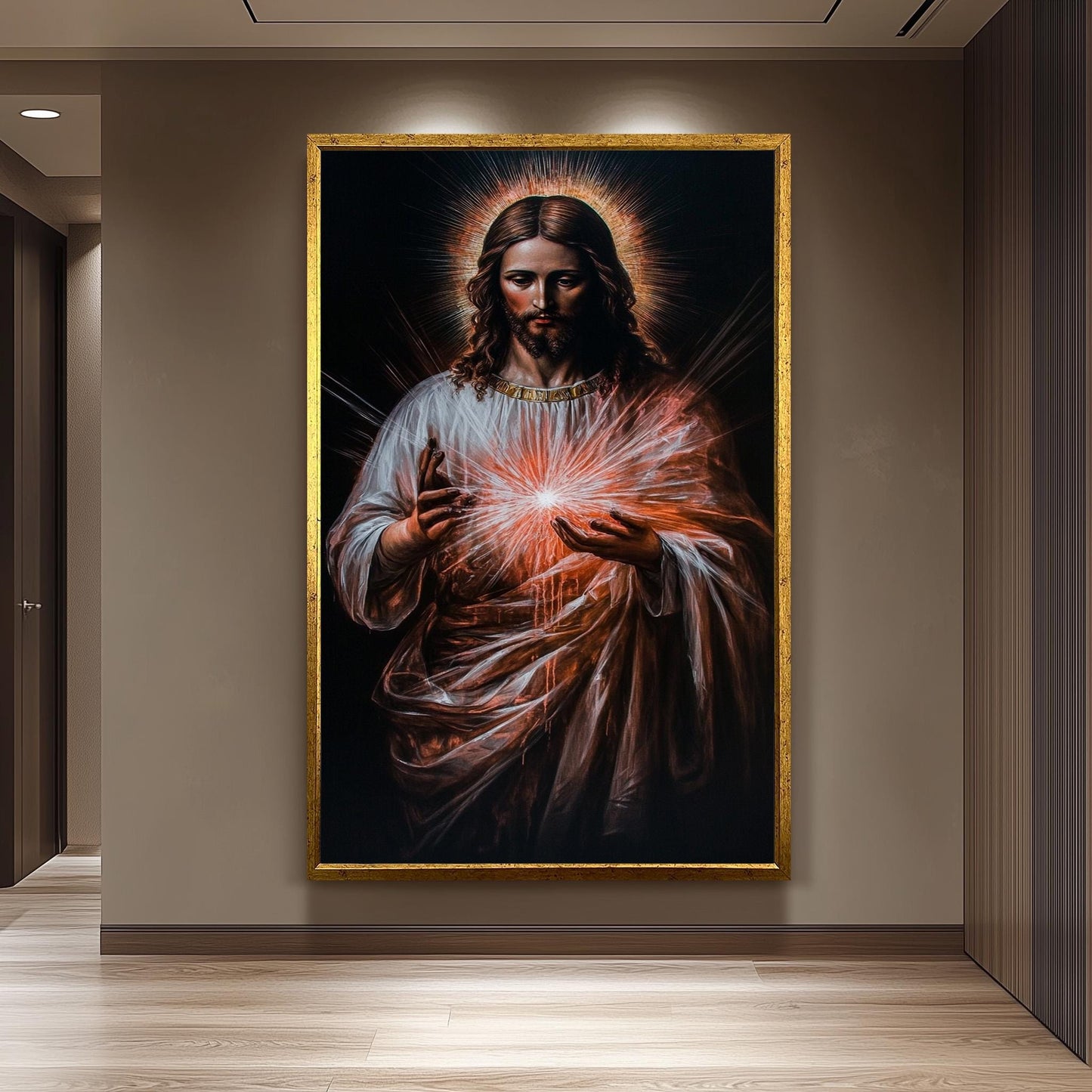 Sacred Heart of Jesus Canvas Wall Art  Divine Religious Painting for Catholic Christian Home Decor, Faith-Inspired Gift for Believers