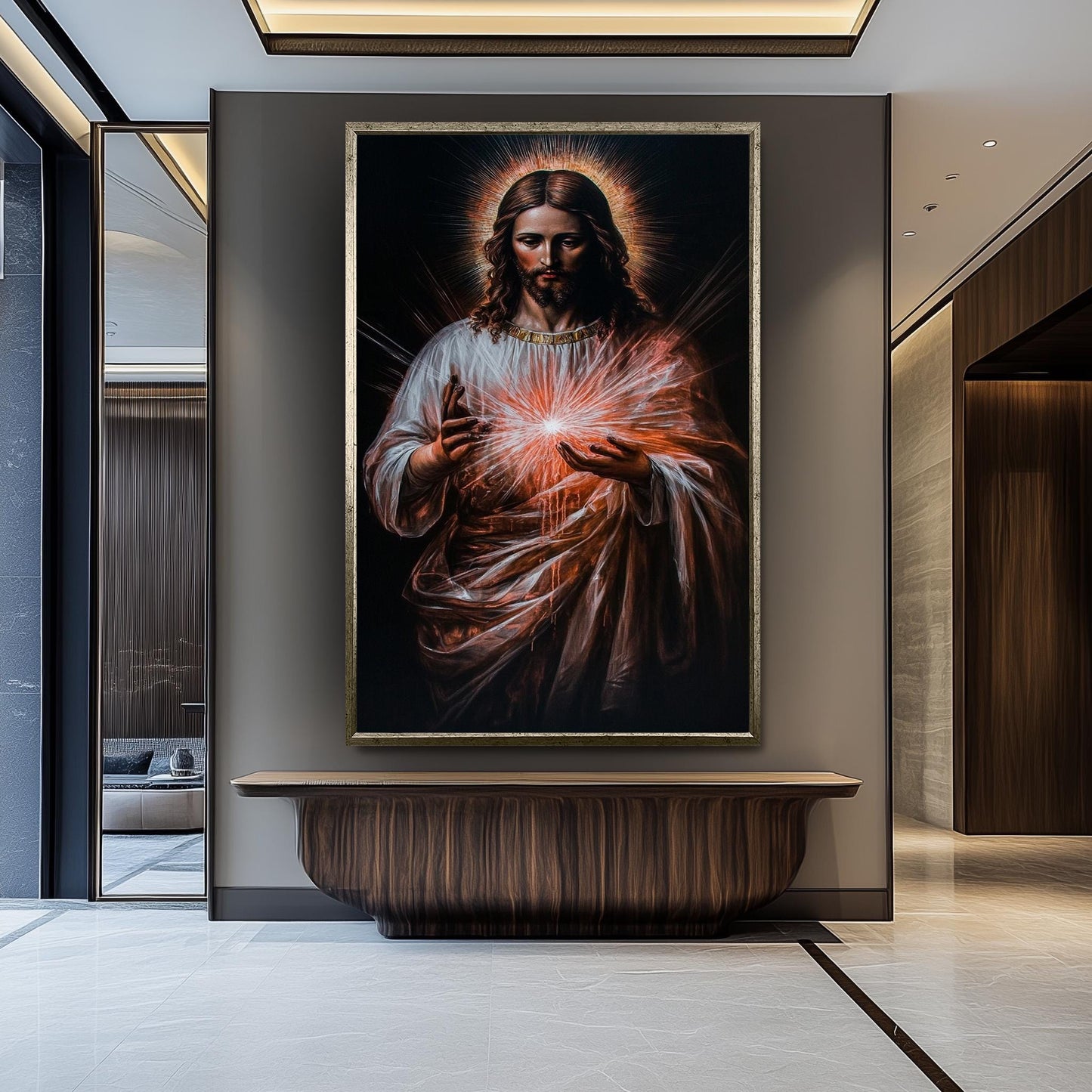 Sacred Heart of Jesus Canvas Wall Art  Divine Religious Painting for Catholic Christian Home Decor, Faith-Inspired Gift for Believers
