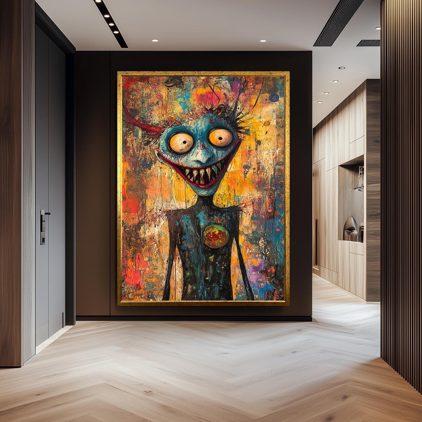 Psychedelic Creepy Clown Canvas Art  Bold Abstract Horror Clown Painting for Gothic Home Decor, Halloween Wall Art or Unique Pop Gift