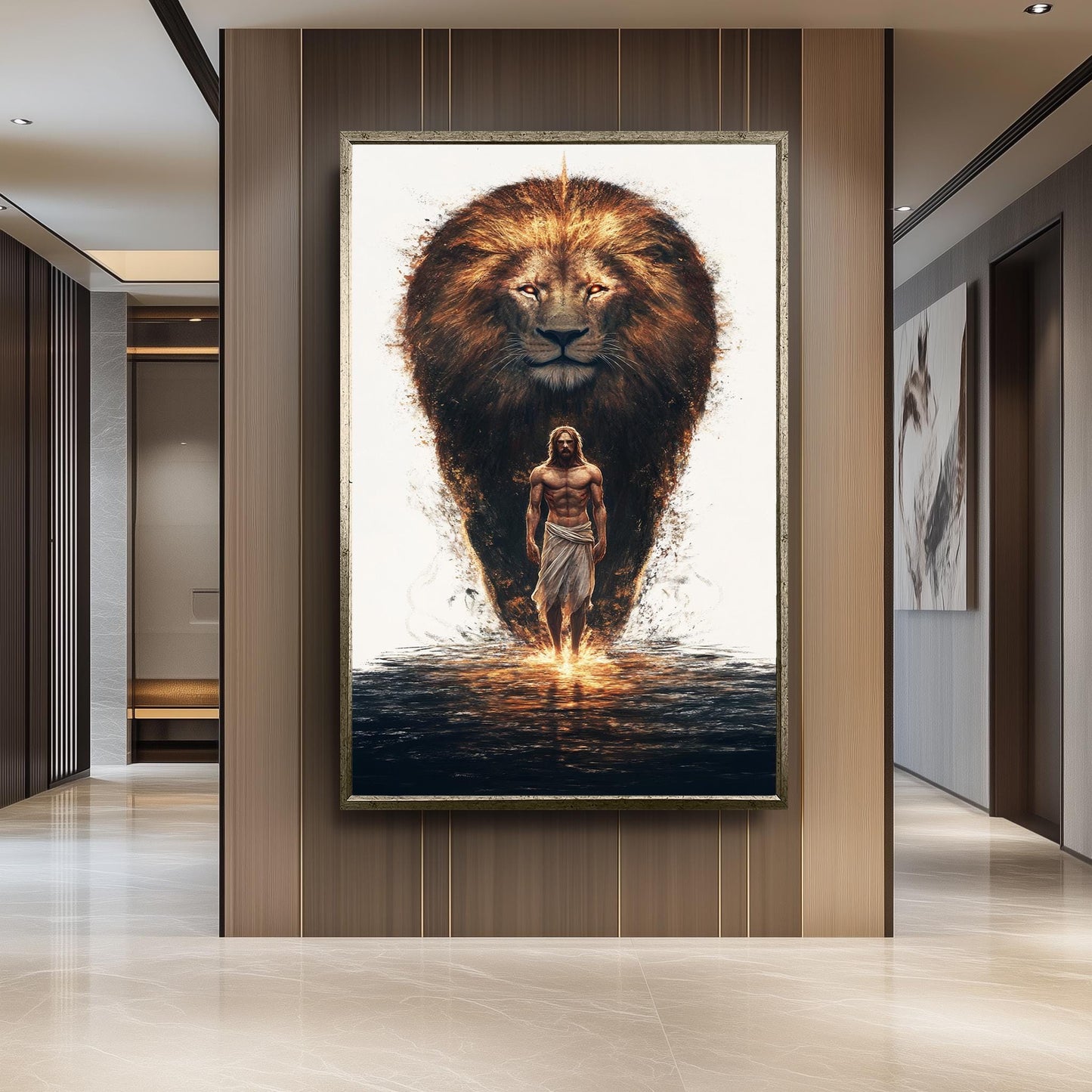 Jesus and Lion Canvas Print: Christian Spiritual Wall Art