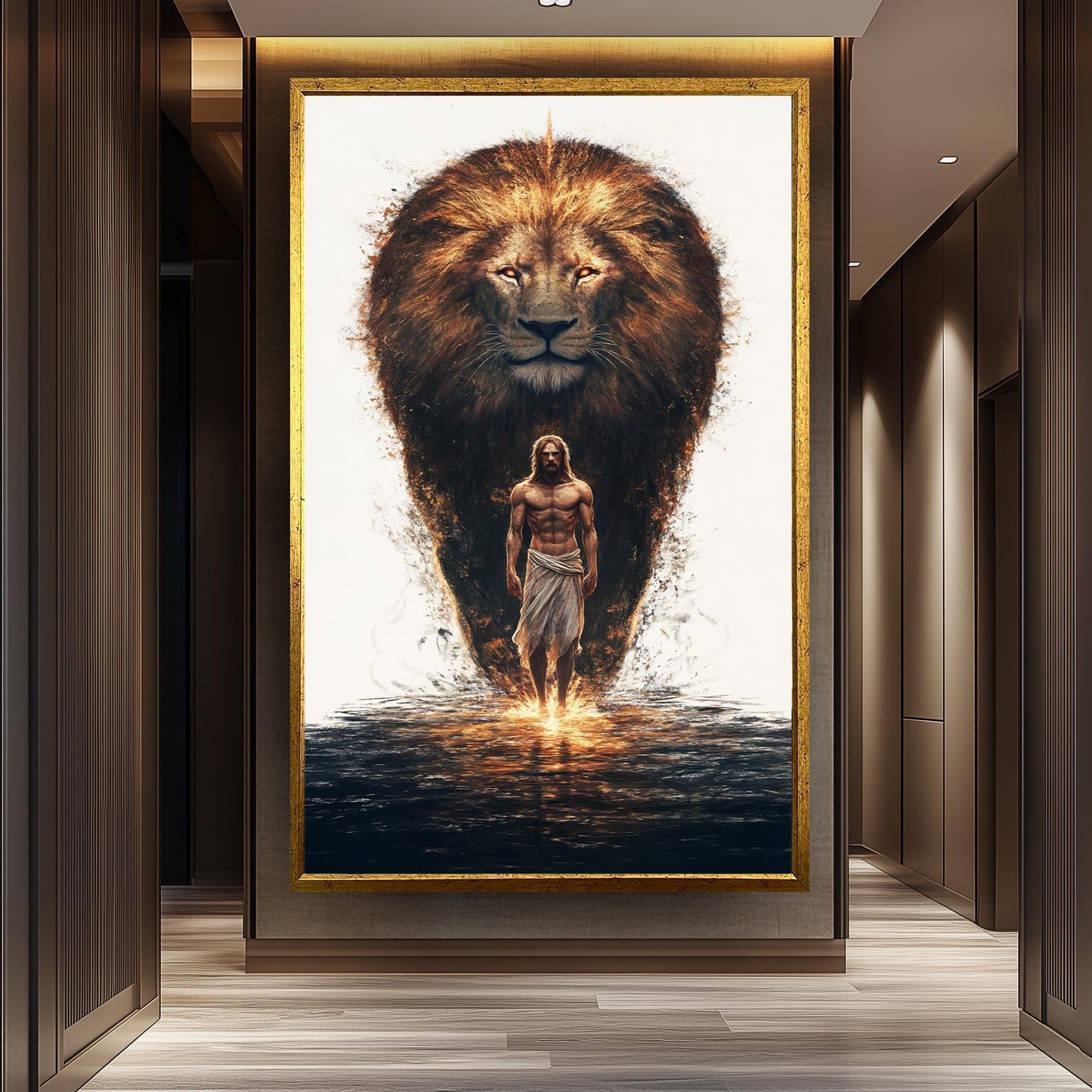 Jesus and Lion Canvas Print: Christian Spiritual Wall Art