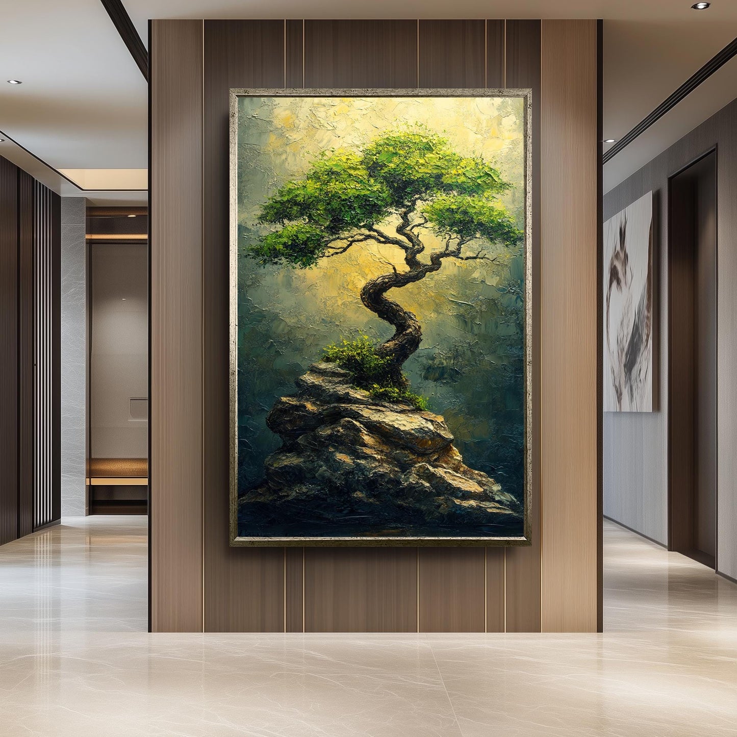 Resilient Tree Canvas Print: Textured Nature Painting, Zen Home Decor