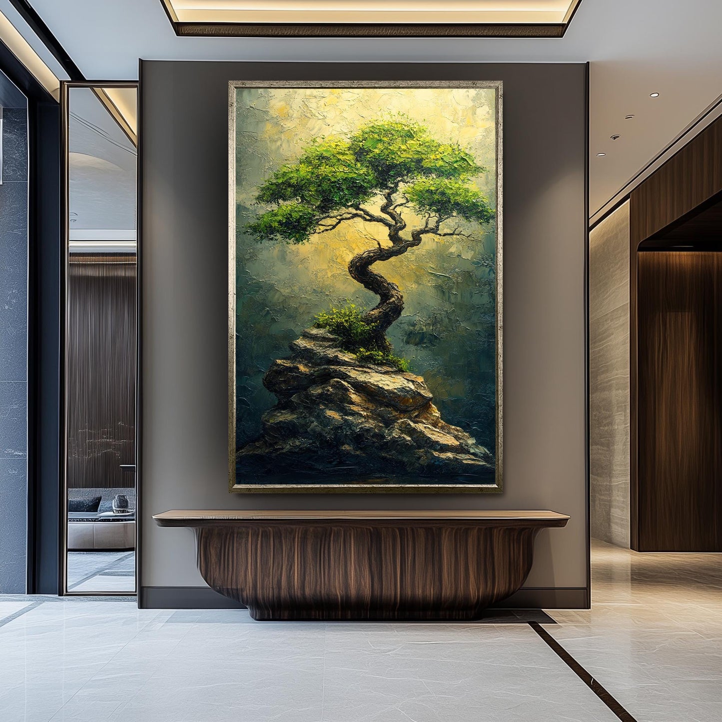 Resilient Tree Canvas Print: Textured Nature Painting, Zen Home Decor