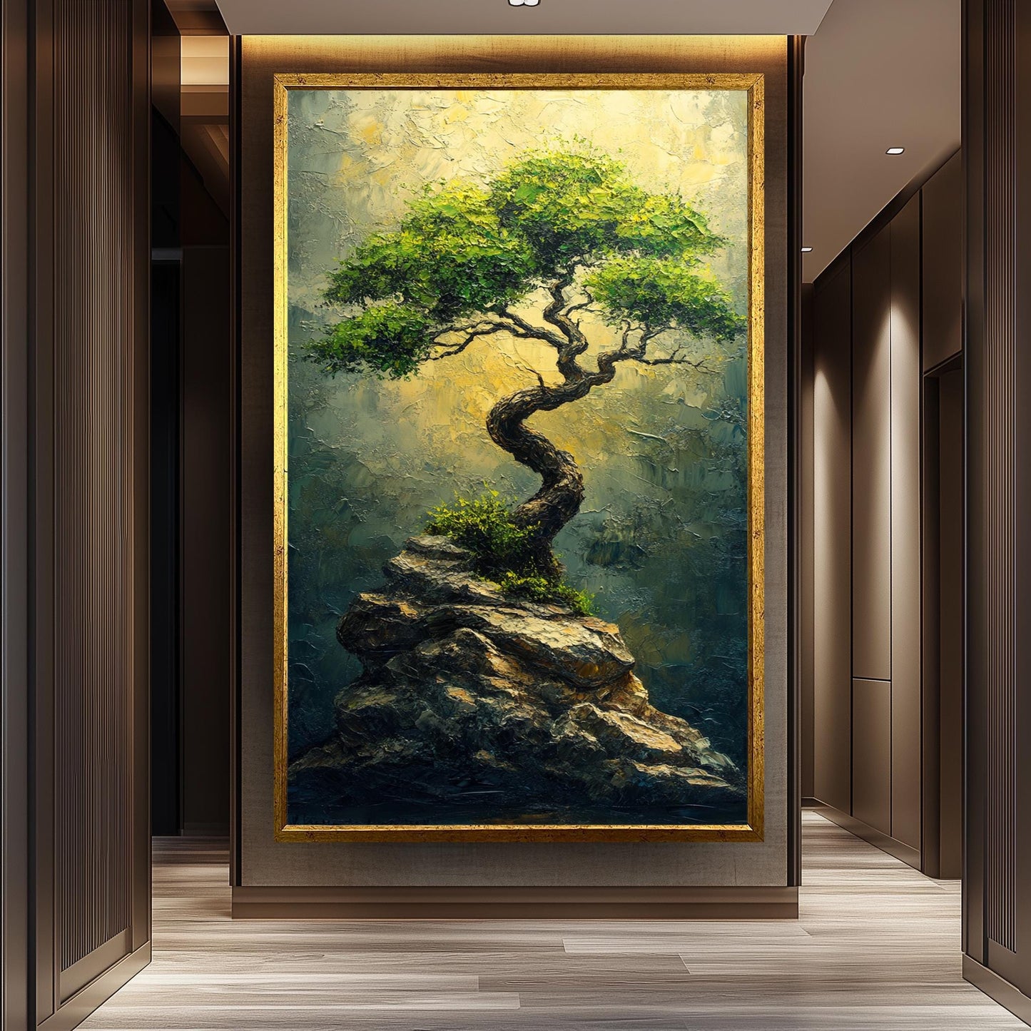 Resilient Tree Canvas Print: Textured Nature Painting, Zen Home Decor