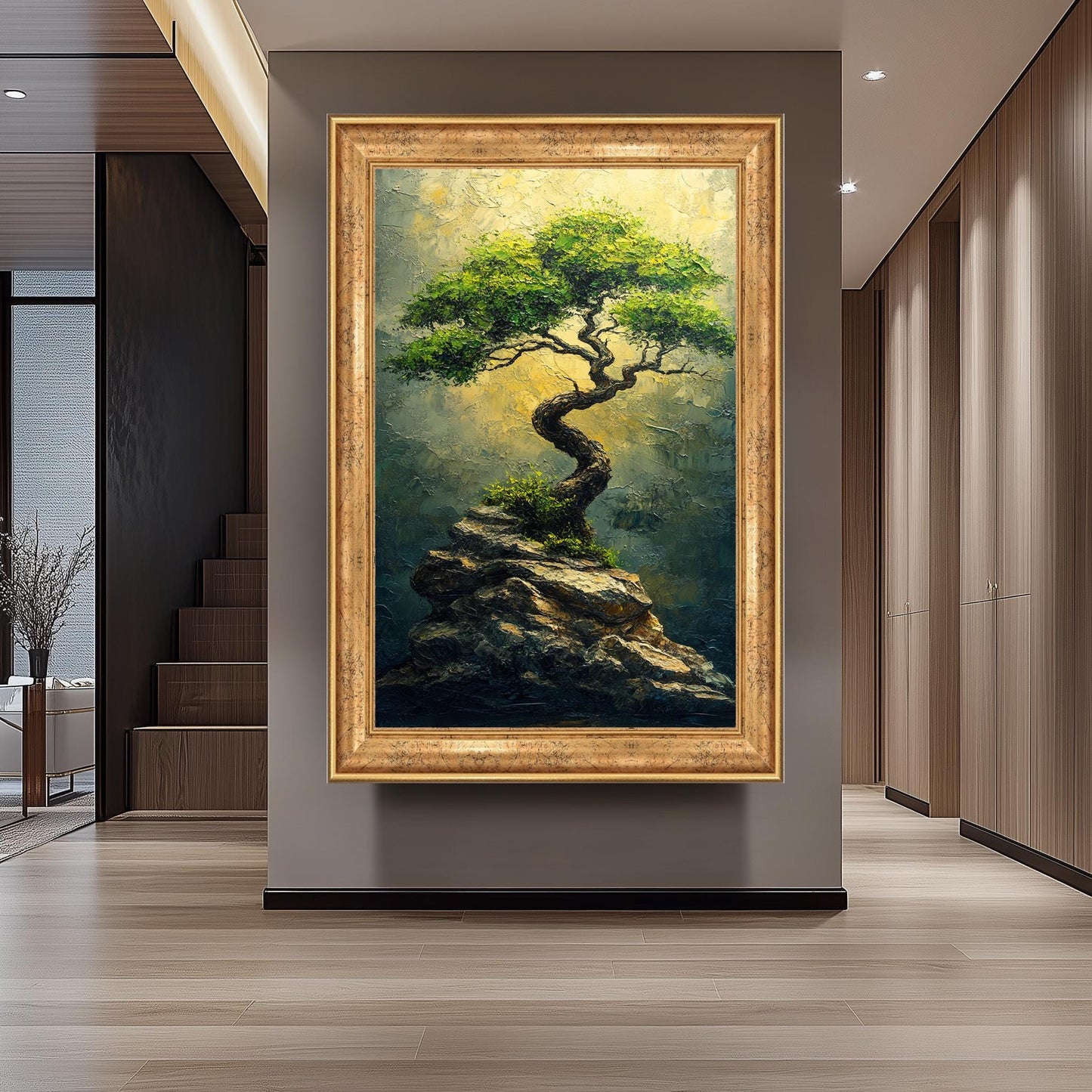 Resilient Tree Canvas Print: Textured Nature Painting, Zen Home Decor