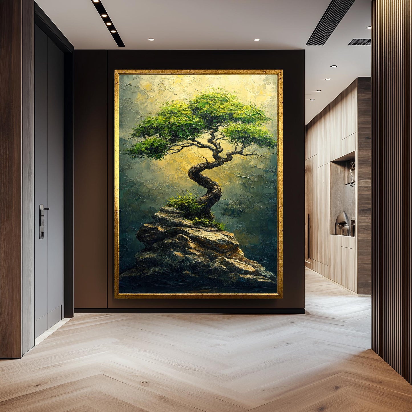 Resilient Tree Canvas Print: Textured Nature Painting, Zen Home Decor