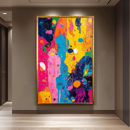 Neon Drip Pop Art Canvas: Modern Abstract Expressionist Wall Art