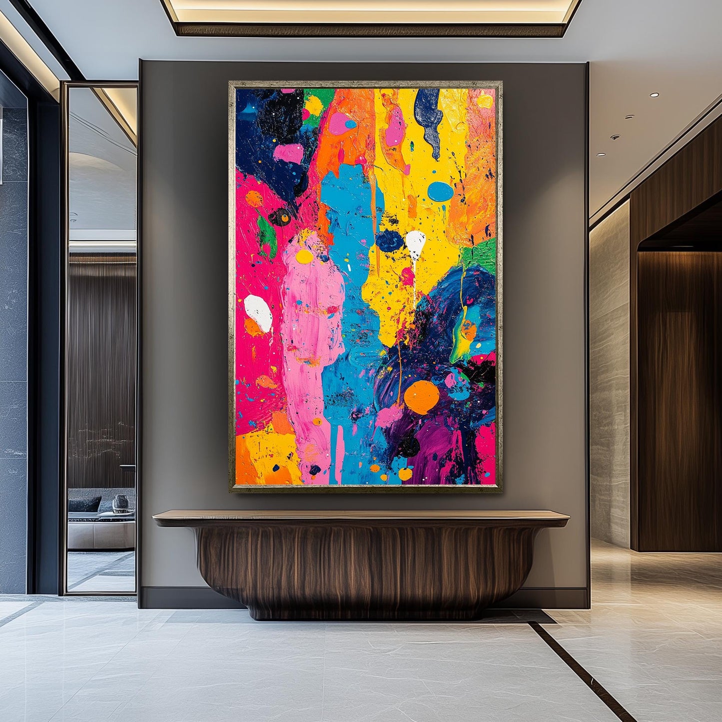 Neon Drip Pop Art Canvas: Modern Abstract Expressionist Wall Art