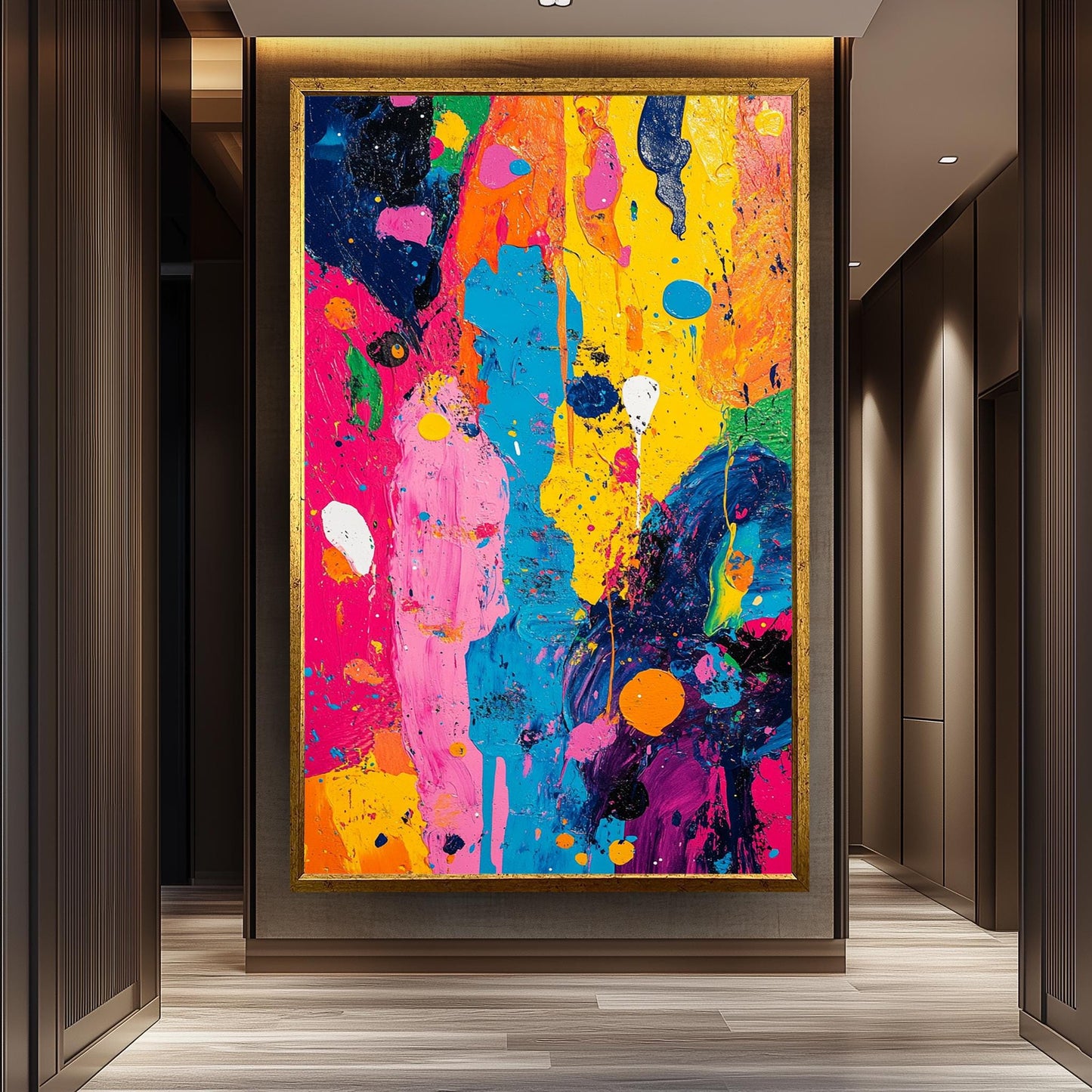 Neon Drip Pop Art Canvas: Modern Abstract Expressionist Wall Art