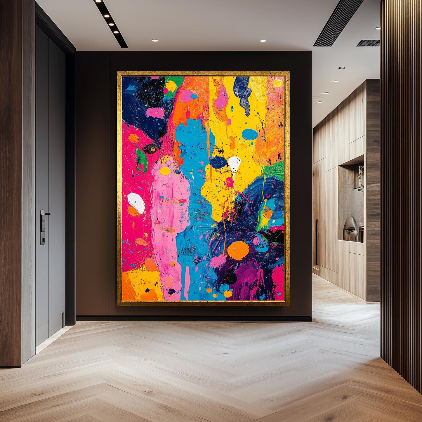 Neon Drip Pop Art Canvas: Modern Abstract Expressionist Wall Art