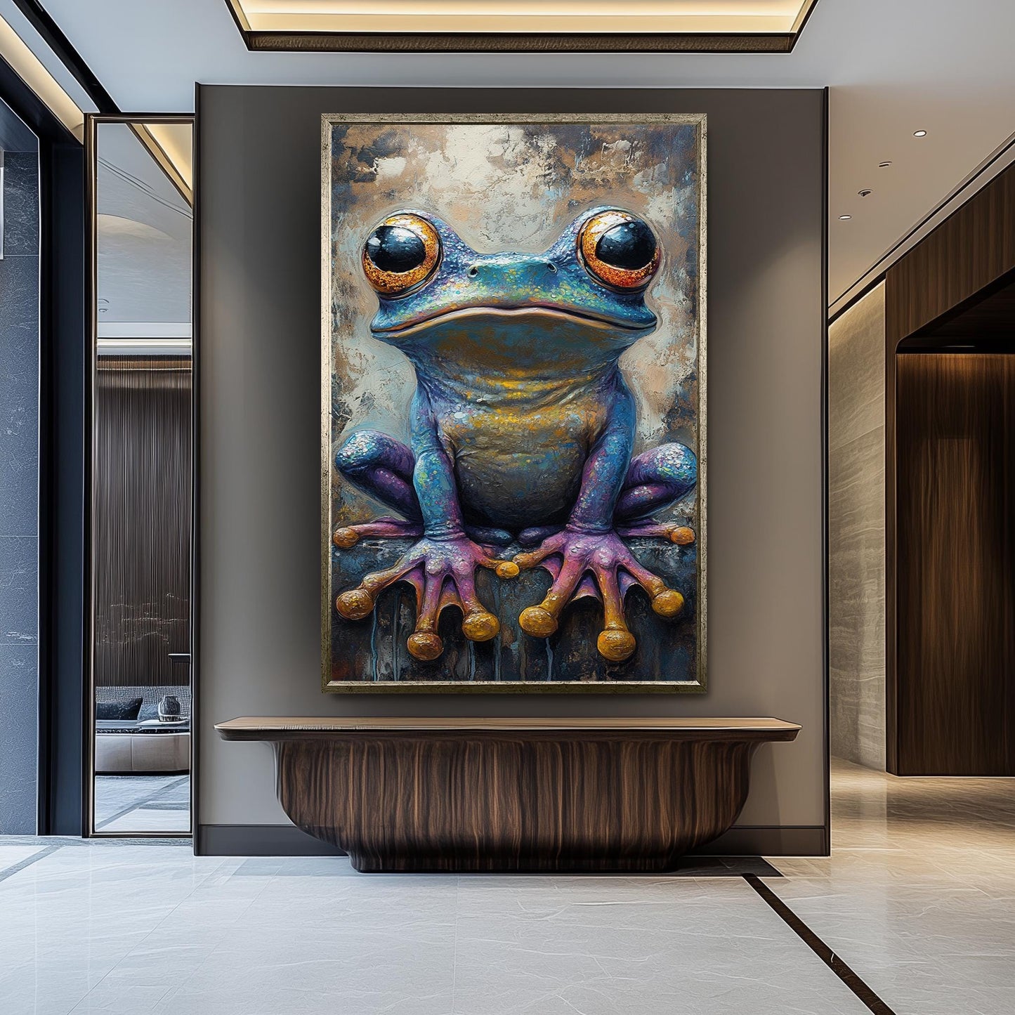 Surreal Frog Art Print: Colorful Fantasy Amphibian Wall Decor