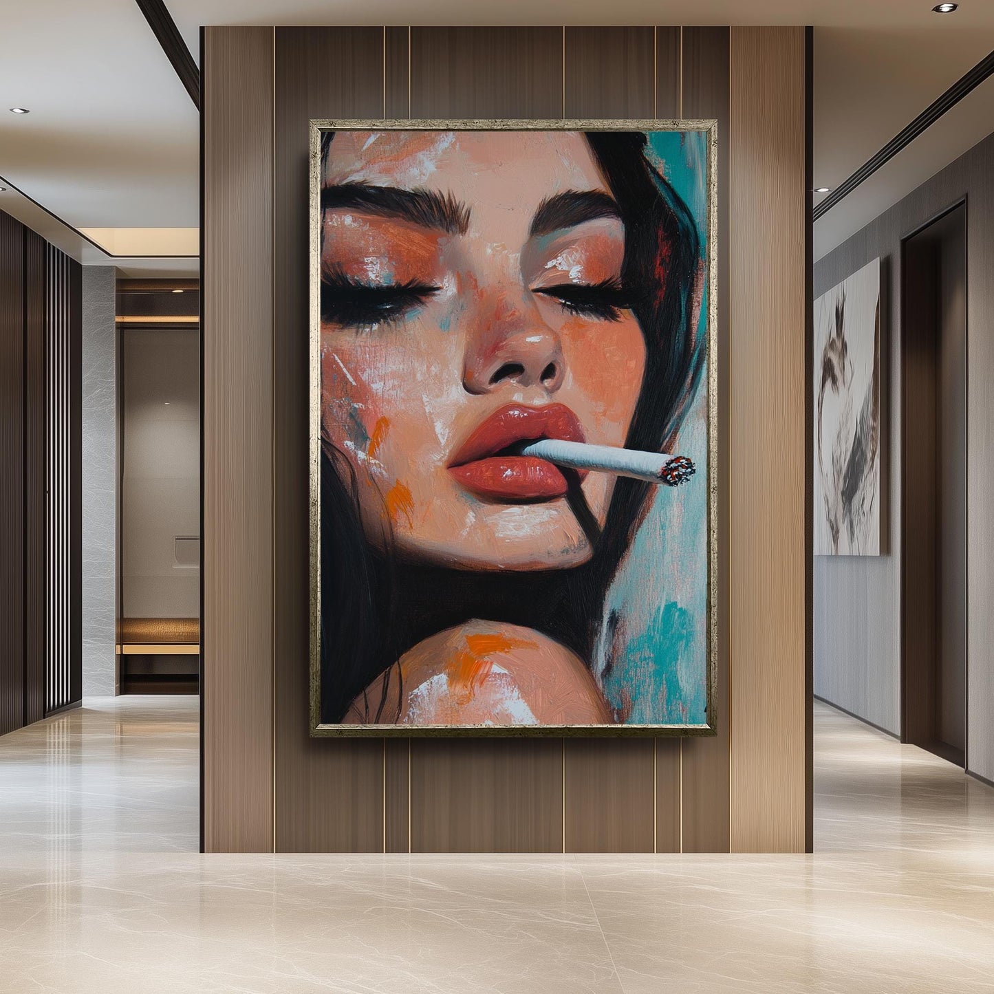 Pop Art Woman Portrait: Oil-Style Painting, Retro Glam Canvas