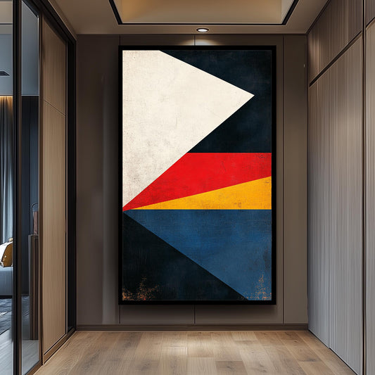 Geometric Abstract Canvas Print: Retro Color Block Wall Art