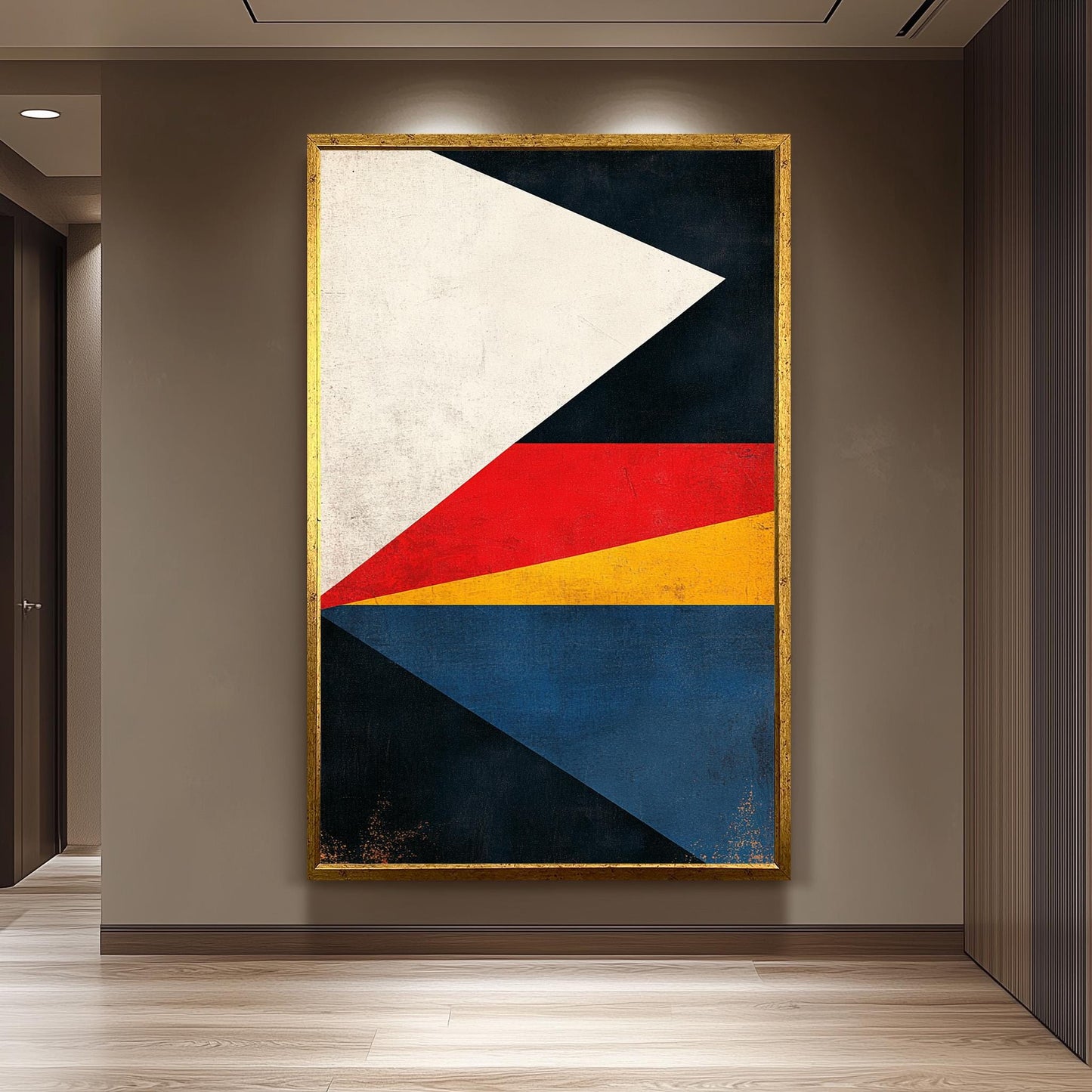 Geometric Abstract Canvas Print: Retro Color Block Wall Art