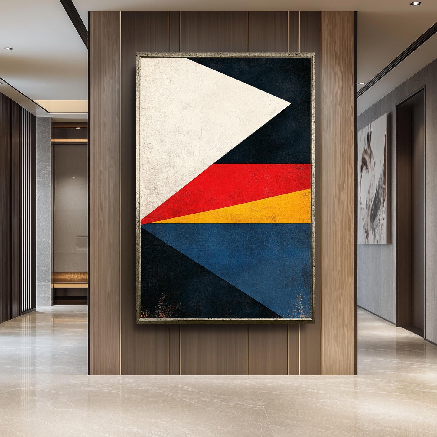 Geometric Abstract Canvas Print: Retro Color Block Wall Art