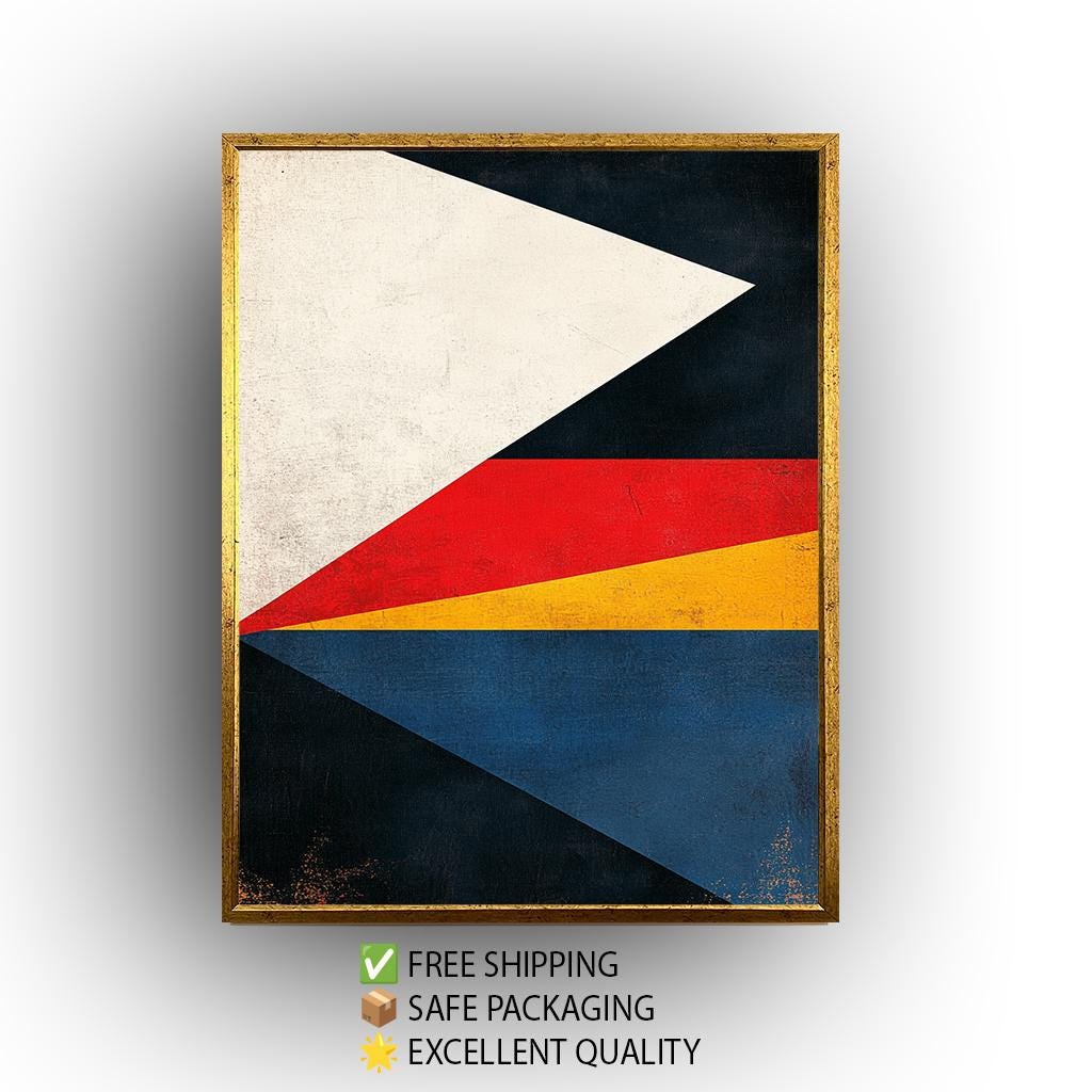 Geometric Abstract Canvas Print: Retro Color Block Wall Art