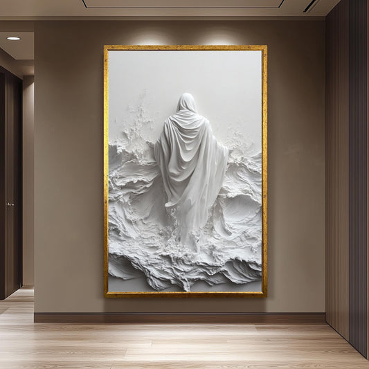 Jesus Walking on Water Sculpture: 3D Christian Wall Art
