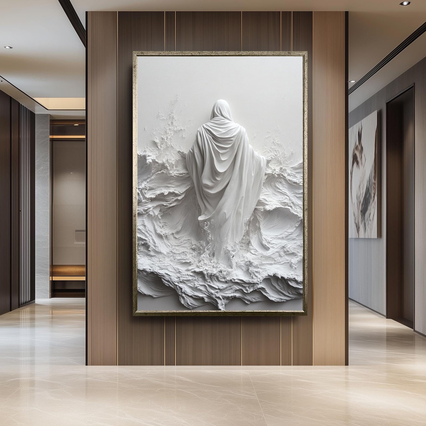 Jesus Walking on Water Sculpture: 3D Christian Wall Art