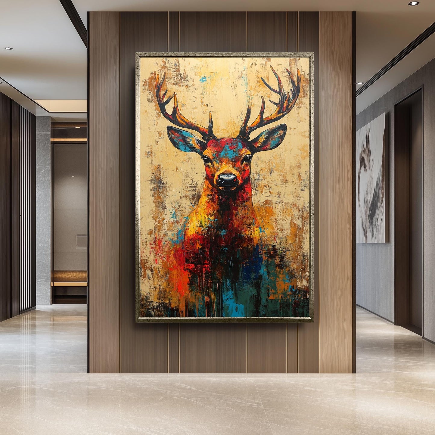 Colorful Pop Art Deer Painting: Abstract Wildlife Canvas Print