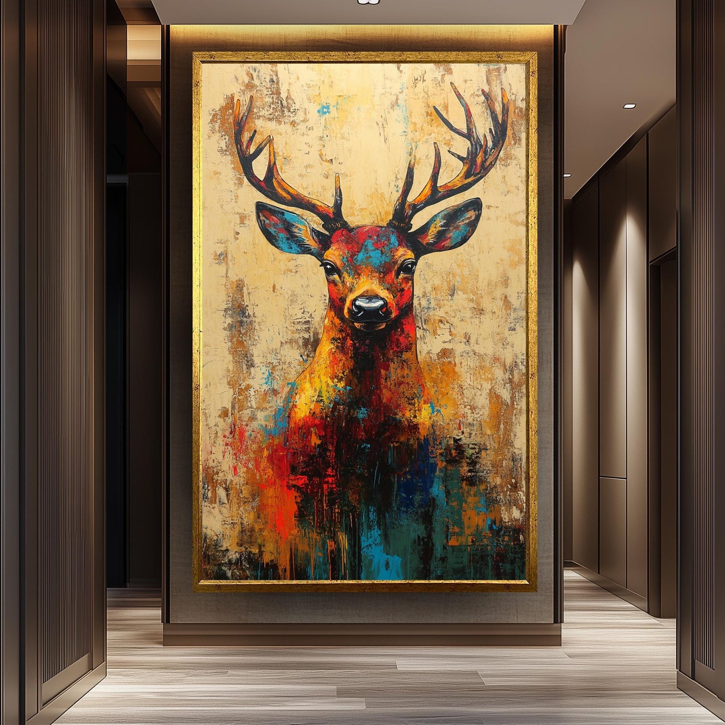 Colorful Pop Art Deer Painting: Abstract Wildlife Canvas Print