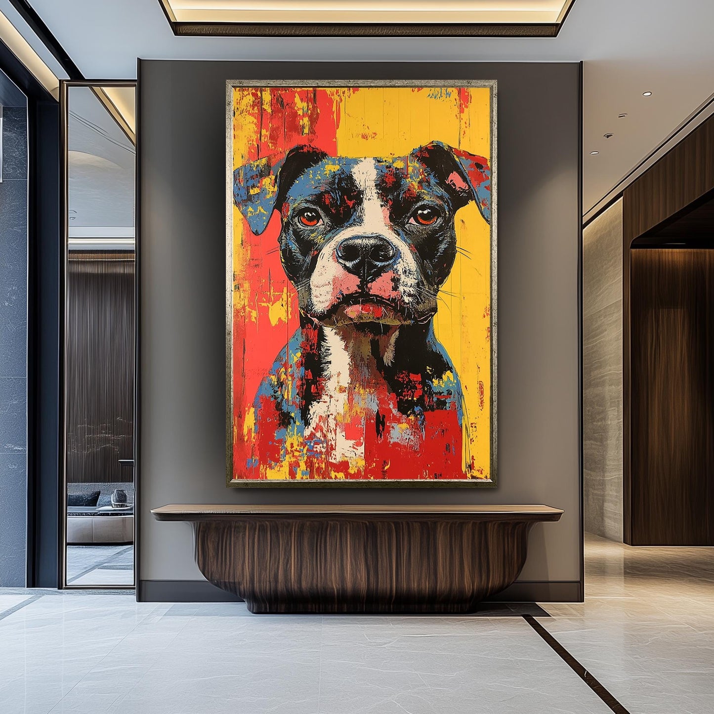 Colorful Boxer Dog Pop Art Portrait: Modern Pet Lover Canvas