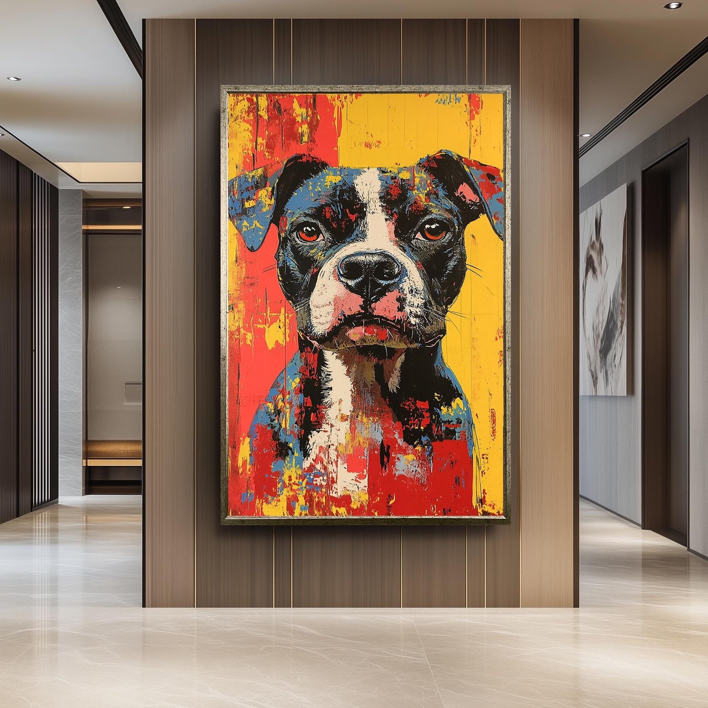 Colorful Boxer Dog Pop Art Portrait: Modern Pet Lover Canvas