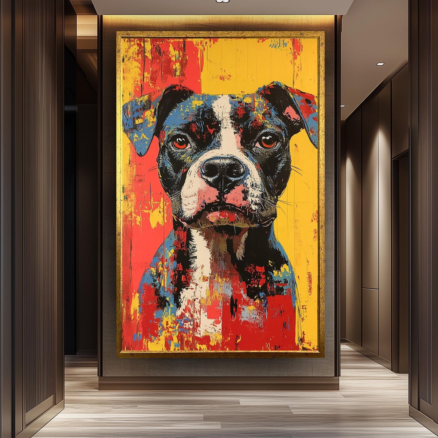 Colorful Boxer Dog Pop Art Portrait: Modern Pet Lover Canvas