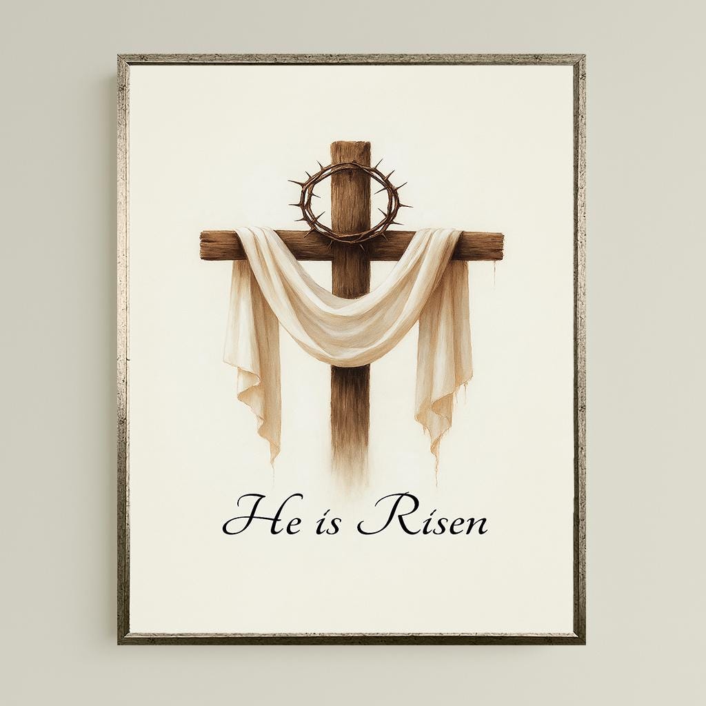 Jesus Christian Wall Art Christian Cross Decor with Crown of Thorns Religious Resurrection Canvas Print Faith-Based Home Gift, Christian Art