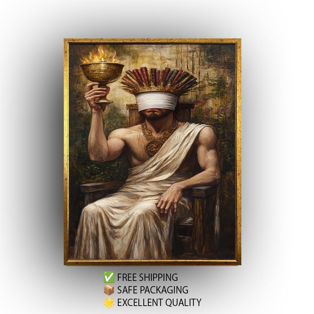 Blindfolded King Canvas Art: Gothic Home Decor
