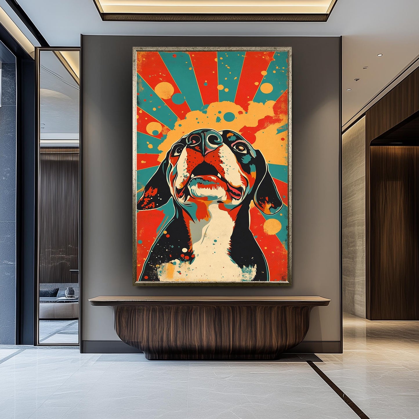 Retro Pop Art Beagle Canvas Print: Vibrant Dog Wall Decor