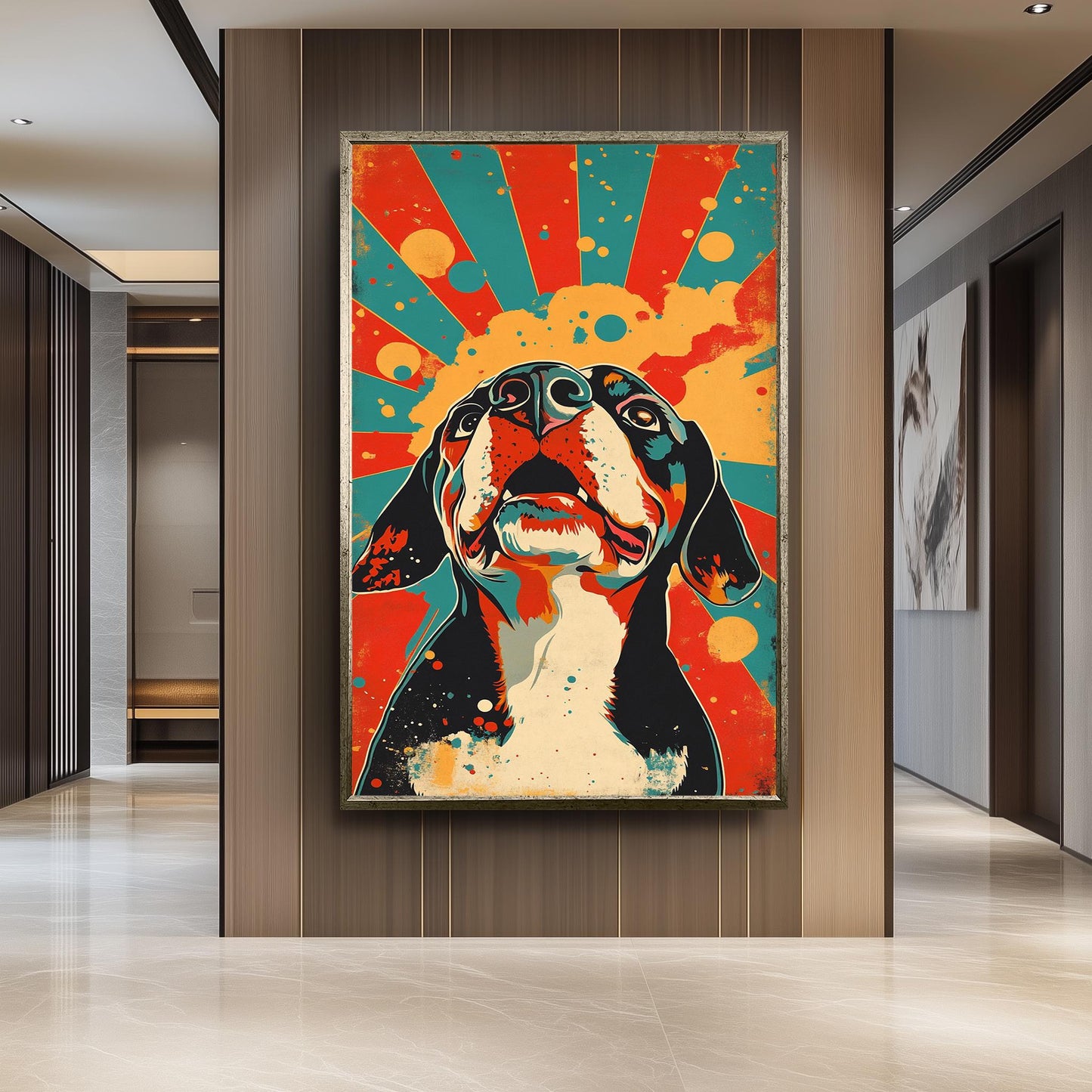 Retro Pop Art Beagle Canvas Print: Vibrant Dog Wall Decor