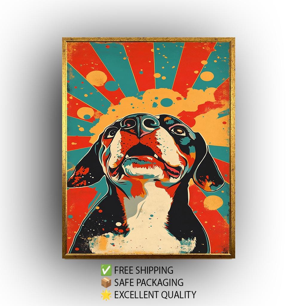 Retro Pop Art Beagle Canvas Print: Vibrant Dog Wall Decor