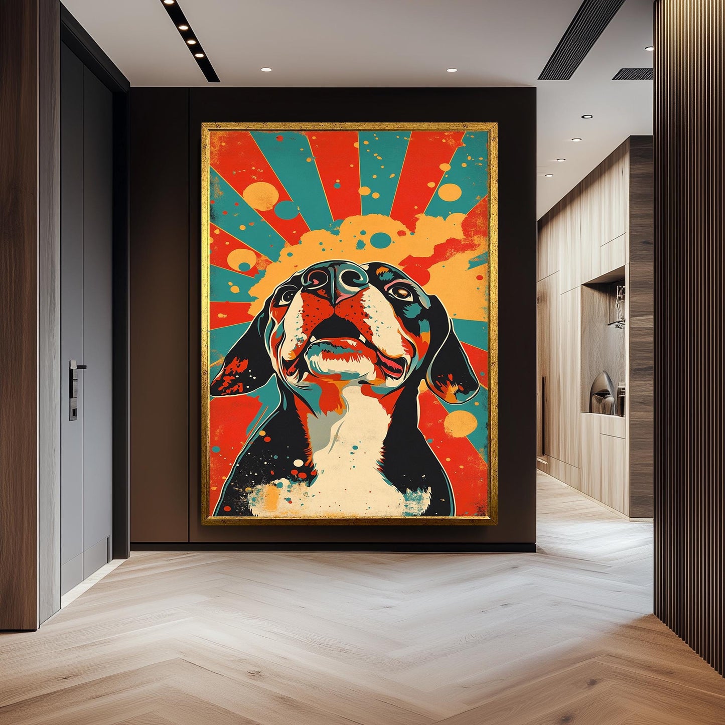 Retro Pop Art Beagle Canvas Print: Vibrant Dog Wall Decor