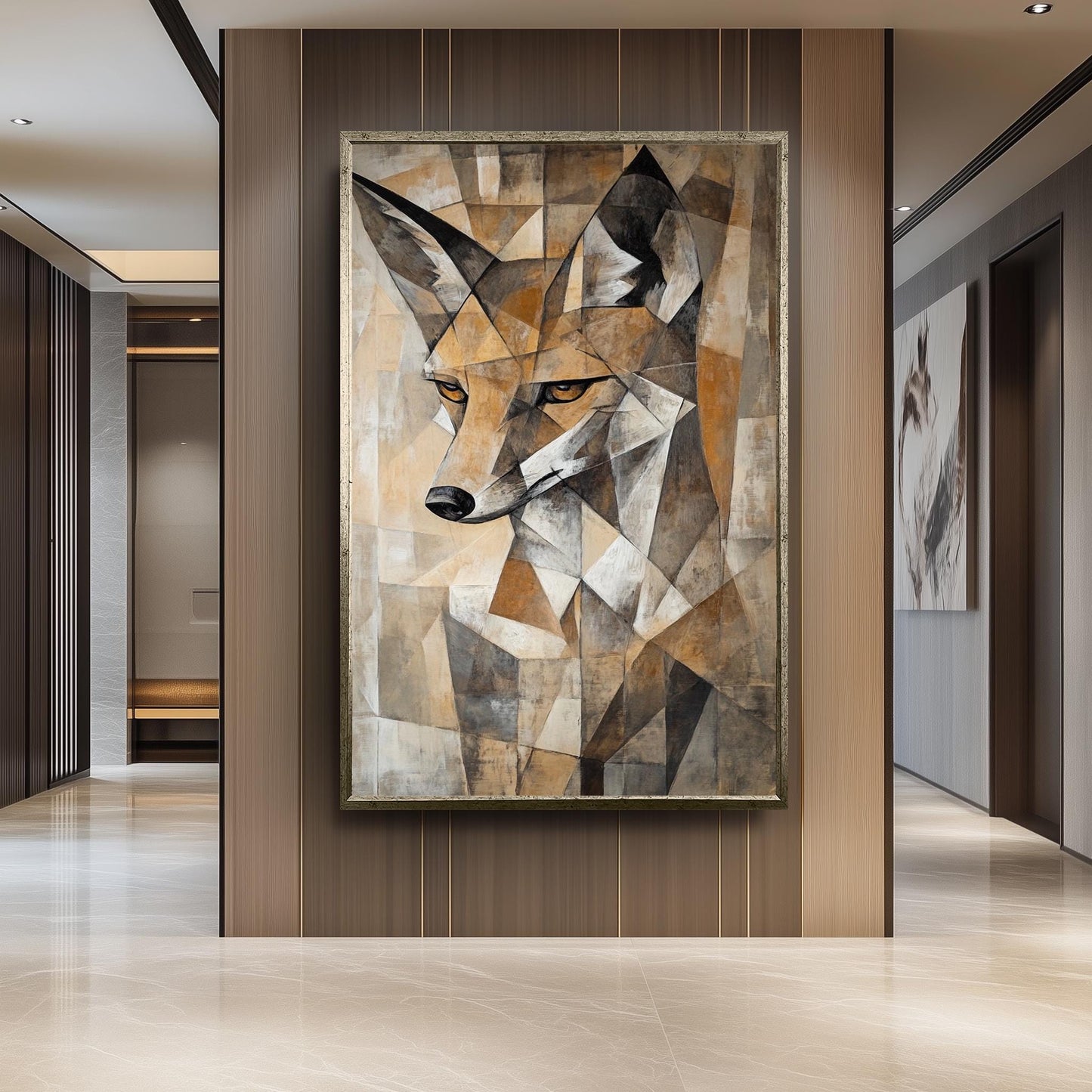 Cubist Fox Art Print: Abstract Geometric Animal Painting