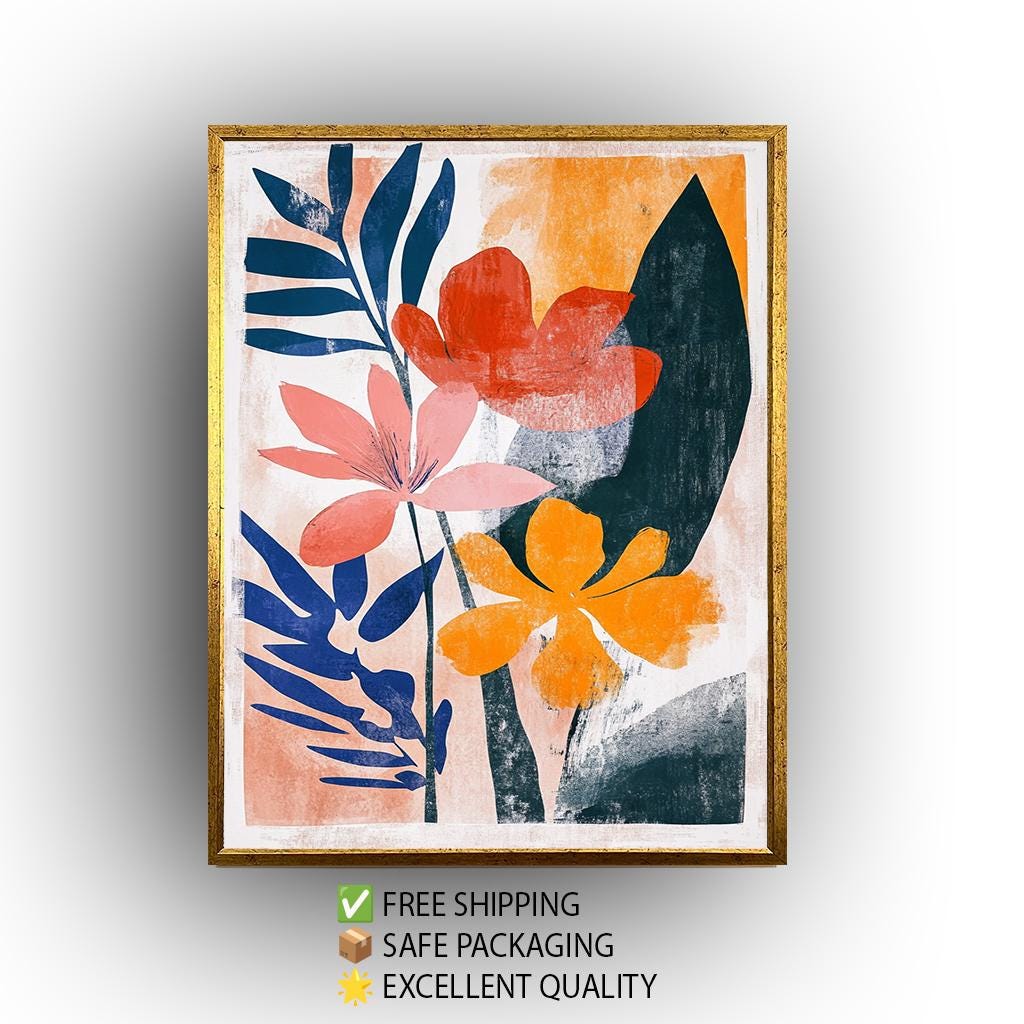 Matisse Inspired Floral Print: Abstract Botanical Wall Art