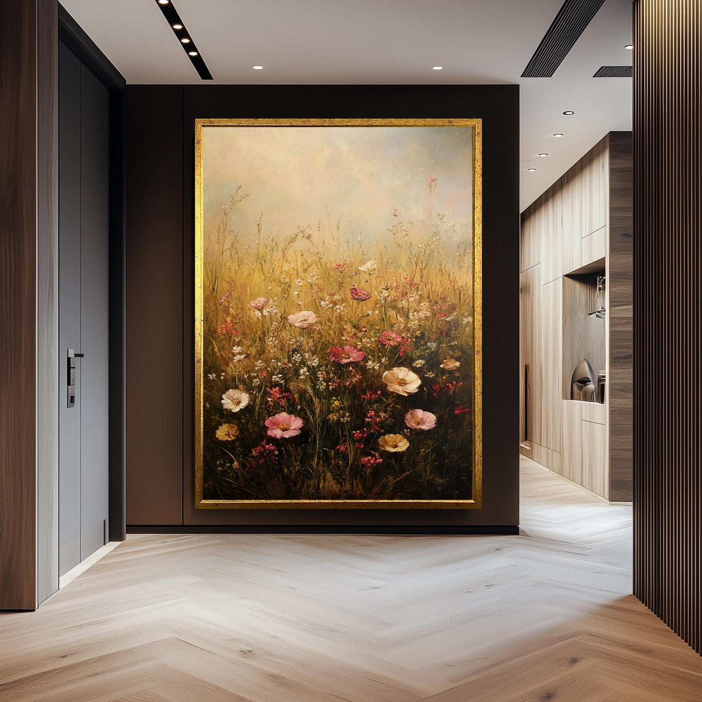 Wildflower Field Canvas Print: Vintage Floral Meadow Painting