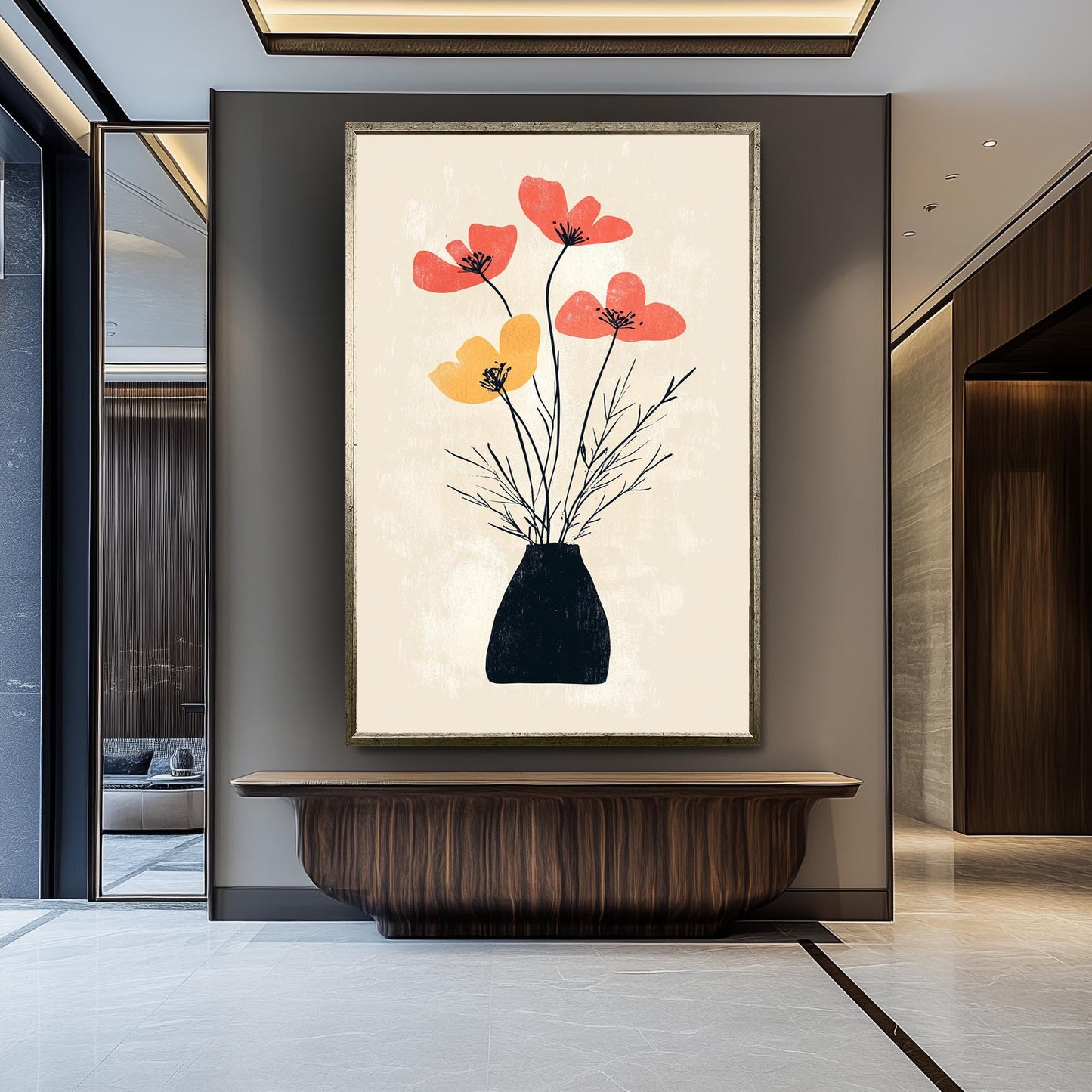 Matisse Inspired Floral Print: Abstract Flower Vase Art