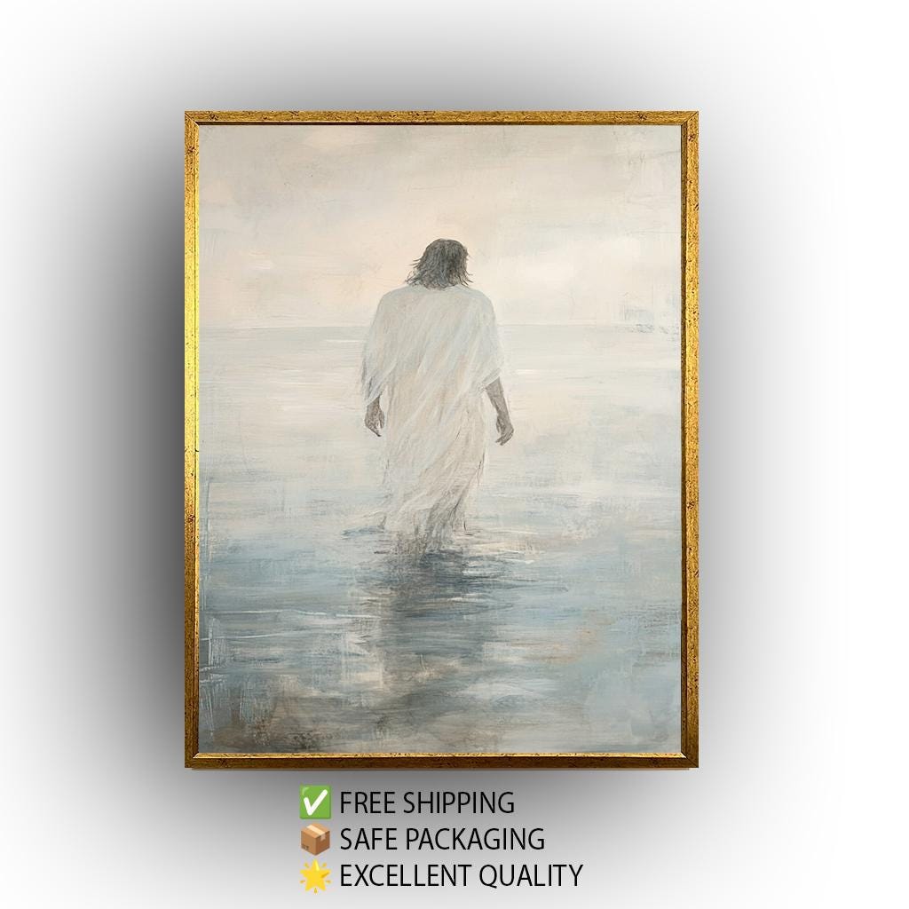 Impressionist Jesus Walking on Water Canvas Print: Spiritual Home Decor