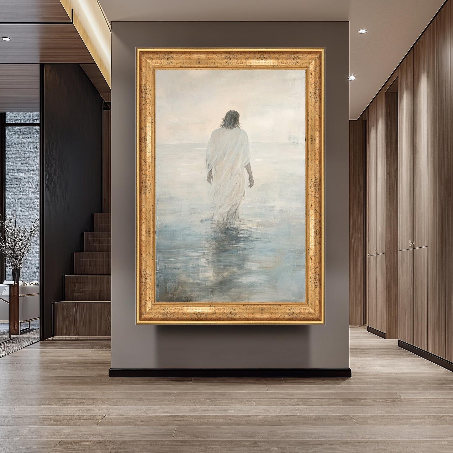 Impressionist Jesus Walking on Water Canvas Print: Spiritual Home Decor