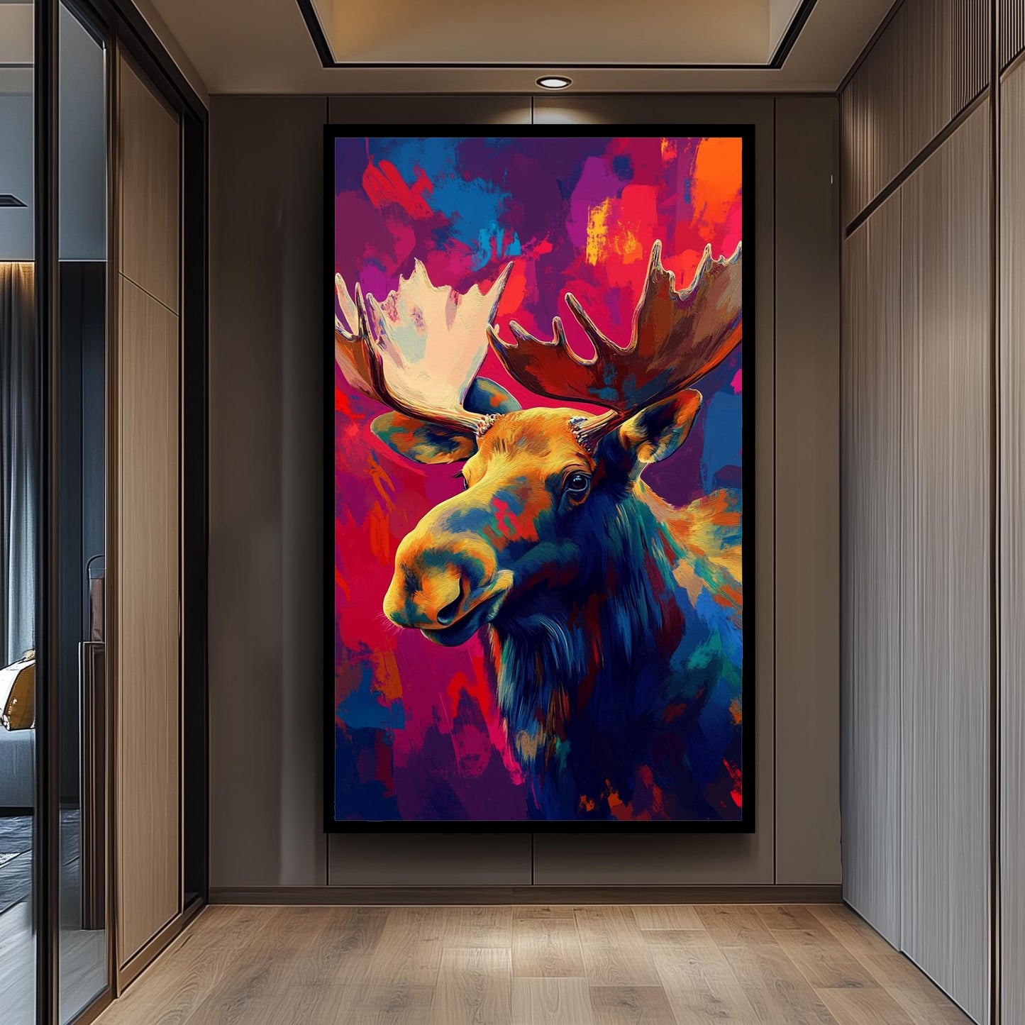 Abstract Moose Canvas Print: Colorful Pop Art Wildlife Poster