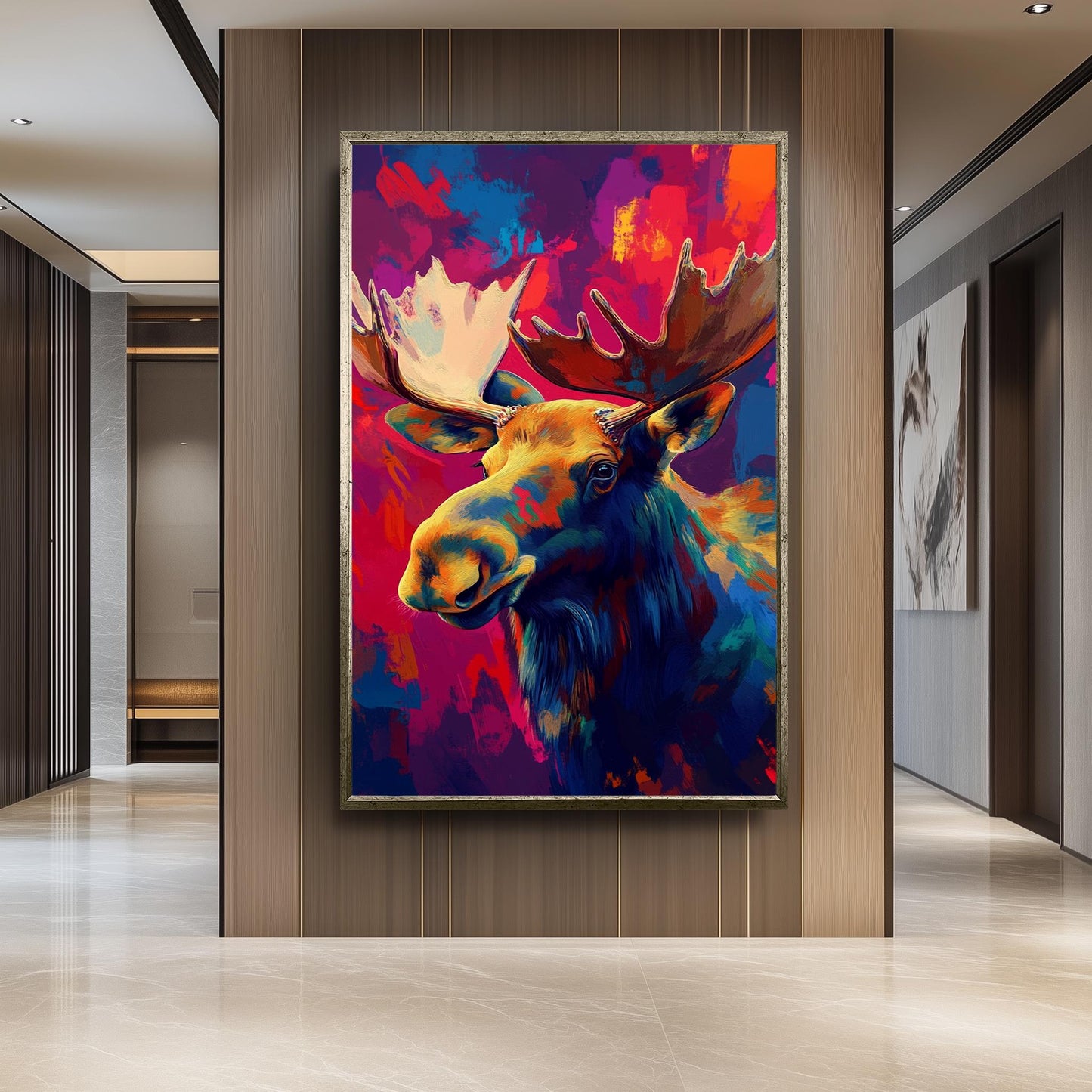 Abstract Moose Canvas Print: Colorful Pop Art Wildlife Poster
