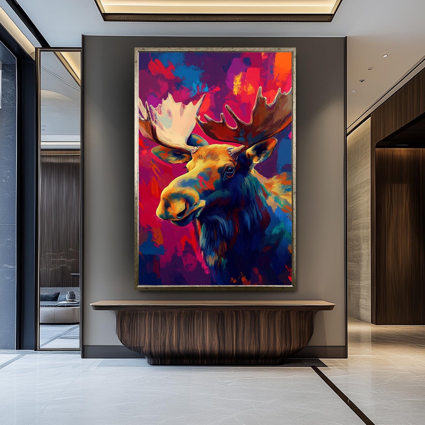 Abstract Moose Canvas Print: Colorful Pop Art Wildlife Poster
