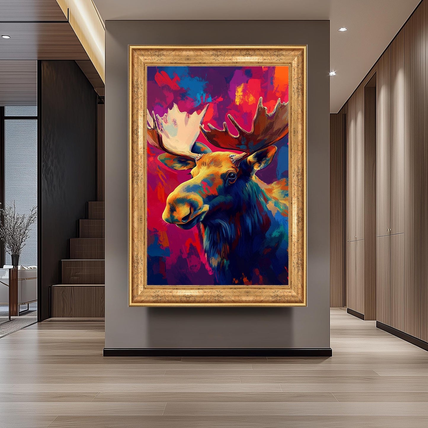 Abstract Moose Canvas Print: Colorful Pop Art Wildlife Poster